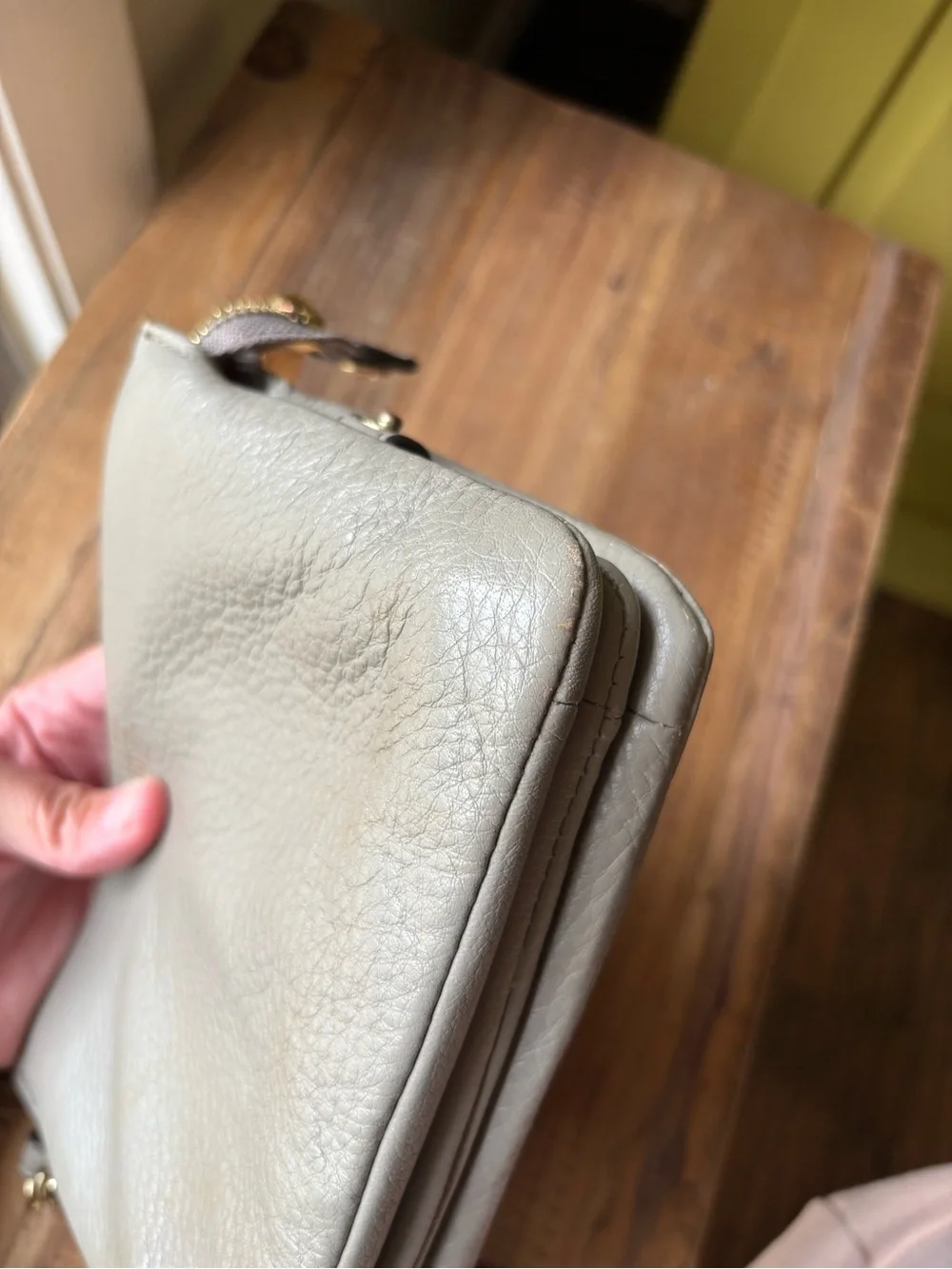 Vince Camuto Light Gray Pebbled Leather Wristlet Clutch